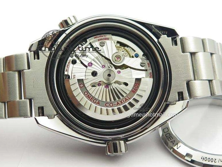 0523 Planet Ocean GMT 43.5mm V6F Goodplanet Orange Marker Blue Dial On SS Bracelet A ModernLook 8215